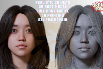 model, fix, 3d head stl file repair, 3d face cleanup, 3d bust sculpt, full body