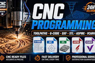 create cnc programming cnc toolpath, g code, dxf, stl, aspire and vcarve files