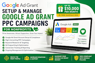 setup and manage google ad grant ppc campaing for non profit