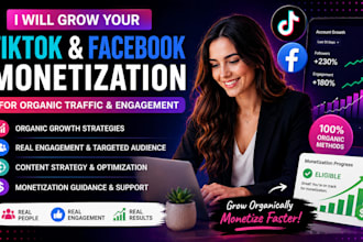 grow your tiktok, facebook monetization for organic traffic and engagement