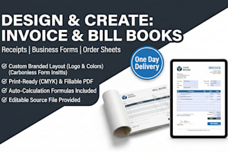 design, create and make invoice, receipt, bill book for your business use