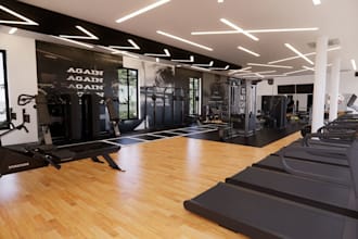 create 3d gym design, fitness center, 3d workout spaces, fitness studio design