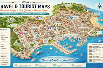 create vector city map travel tourist map vacation map city guide illustration