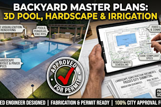 design landscape plans 3d pool hardscape backyard layout irrigation permit