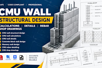 cmu wall structural design calculations details rebar shop drawings
