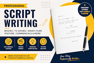 write a professional movie, tv, youtube or screenplay script