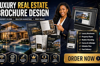 design luxury real estate brochure, property flyer, realtor marketing material