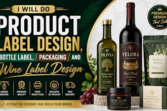 do product label design, bottle label, packaging and wine label design