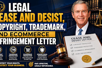 legal cease and desist, copyright, trademark, and ecommerce infringement letter