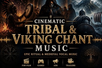 create cinematic tribal chant, viking chant, medieval vocal and ritual music