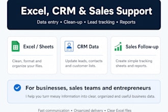 manage excel tasks, CRM data and sales support