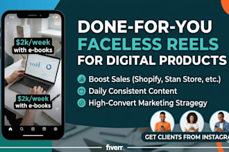 create faceless tiktok, instagram reels management for digital product sellers
