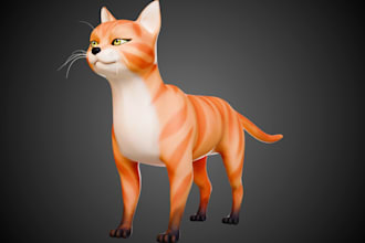 create 3d pet model dog cat animal character model with rigging and animation