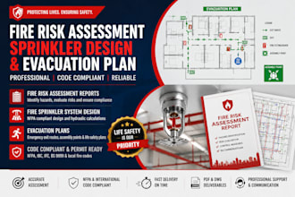 do fire risk assessment report, sprinkler design and evacuation plan