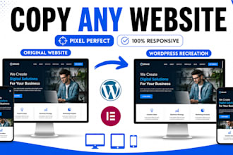 copy clone wordpress website with pixel perfect responsive design