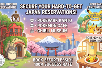 secure pokepark kanto, pokemon cafe, ghibli museum reservation in japan