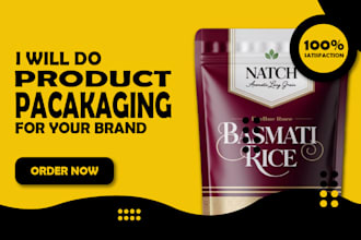 do product packaging, box ,pouch, label design and amazon packaging