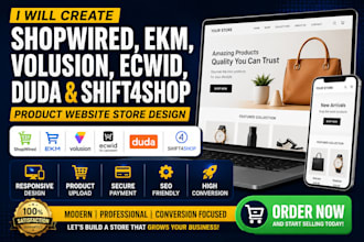 create shopwired ekm volusion ecwid duda shift4shop product website store design