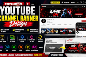 design youtube channel banner, cartoon banner, you tube banner design
