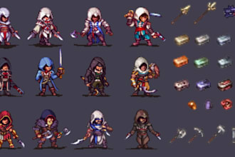 make pixel art character sprite sheet 2d pixel animation game art character