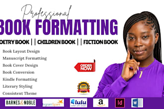 format poetry book, children book for amazon KDP kindle ebook paperback