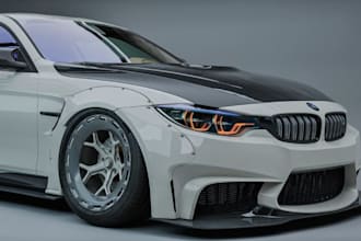 model realistic 3d car in blender,custom bodykits for print,3d texturing,product