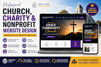 design church, charity, nonprofit website with online donation and events