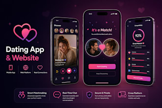 build ai matchmaking social dating app, website, and admin