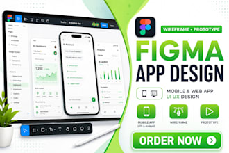 design mobile app ui ux, figma wireframe and prototype for IOS, saas, ai startup