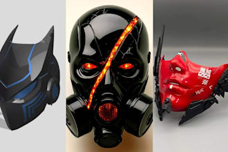 design 3d mask, 3d helmet, custom mask, cosplay armor, props for 3d printing