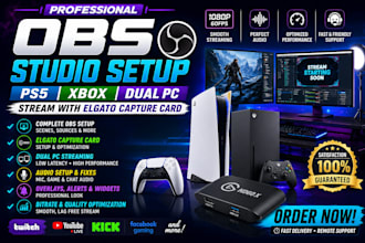 setup obs studio for ps5 xbox dual PC stream with elgato capture card