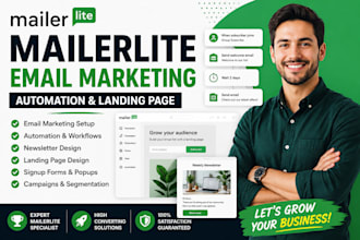 setup mailerlite email marketing, mailerlite automation and landing page