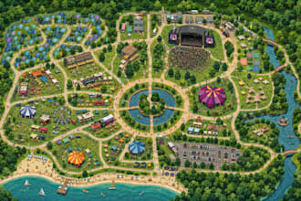 design 3d isometric festival maps and event site map illustrations