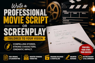 write a professional movie script or screenplay tailored