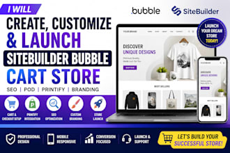 customize and launch your sitebuilder bubble cart store with SEO pod printify