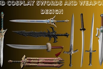 design custom 3d printable anime sword stl files for cosplay and props
