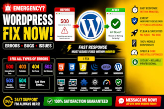 fix wordpress issues, errors, bugs, fix broken website