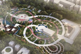 revitalize urban community landscape render public garden urban site development