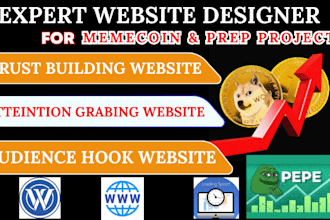 design memecoin pepecoin website crypto meme pepe coin website ico landing page