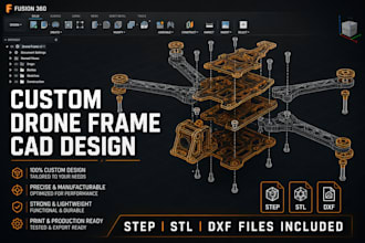 design a custom uav drone frame in cad for manufacturing or 3d printing