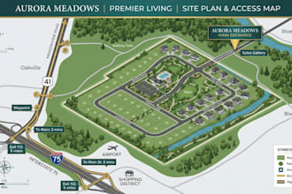 design site plan vector map real estate with route map to visualize property
