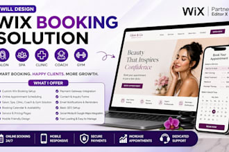develop wix booking website for salon, spa, clinic, coach and gym
