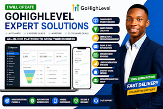 create gohighlevel websites, sales funnels, crm automation, shopify stores