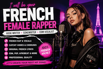 be french female rapper, hook, female vocal, song writer and edm vocalist