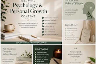 write psychology, self improvement and mental health content