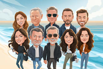 make a group cartoon caricature for a corporate or business