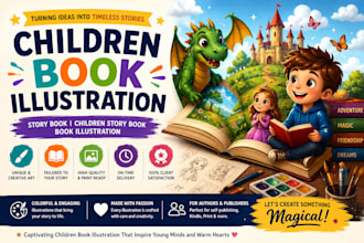 create stunning children book illustration and story book artwork