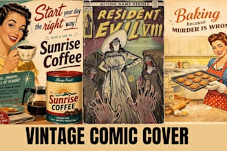 draw 70s 80s retro vintage comic book vintage poster horror dark art comic strip