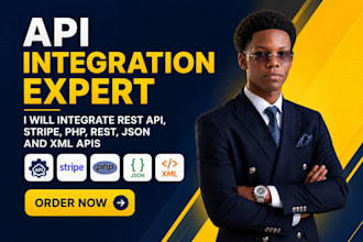 integrate rest API, stripe, whatsapp, custom PHP, rest,json and XML apis