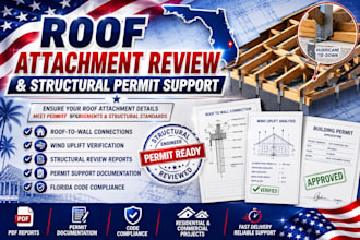 review roof attachment details and provide structural permit support